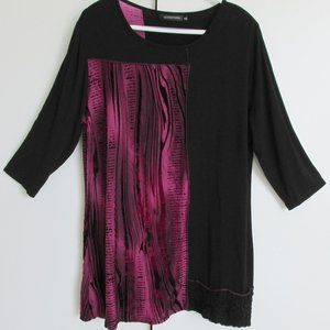Lilia Whispers Black & Purple Plus Size Tunic Top